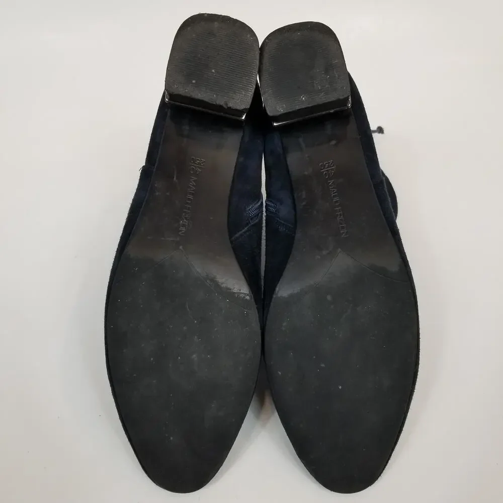 Maud Frizon Women's Navy Blue Velvet Low Block Heel Ankle Boots Size 40